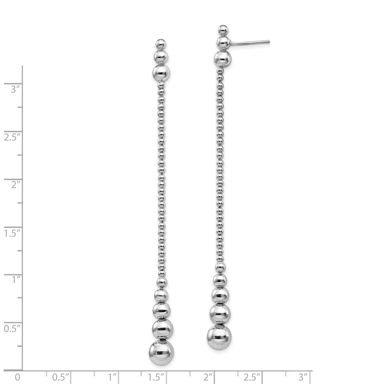 Leslie&#39;s Beaded Dangle Earrings Sterling Silver Rhodium-plated Polished HB-QLE1256, MPN: QLE1256, 1…