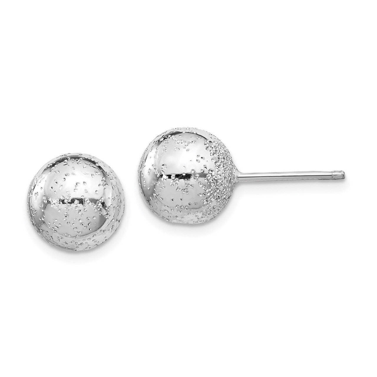 Radiant Essence 10mm Ball Post Earrings Sterling Silver Rhodium-plated HB-QLE1272