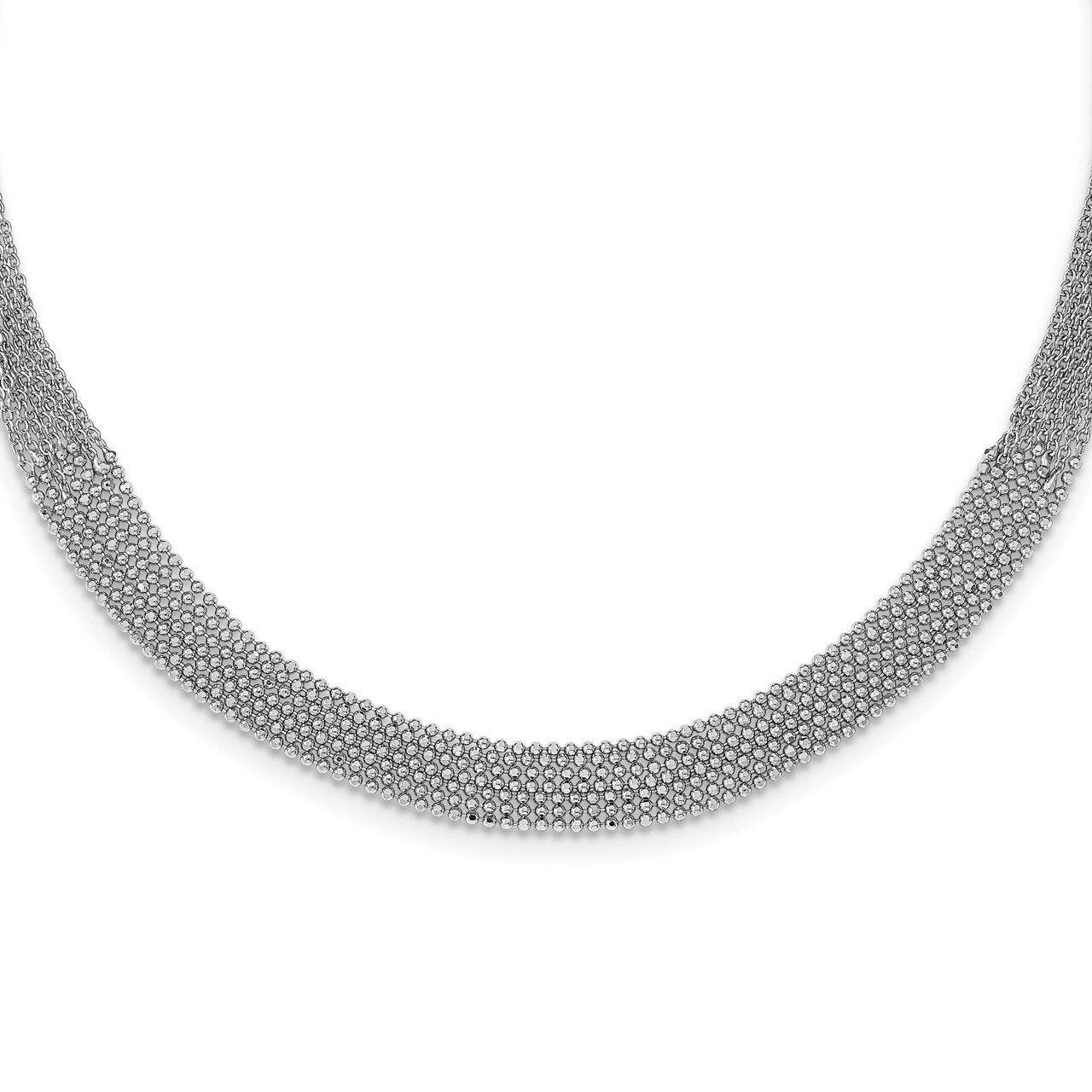 Polished MultiStrand Bead Necklace Sterling Silver Rhodium Plated HB-QLF1021-18