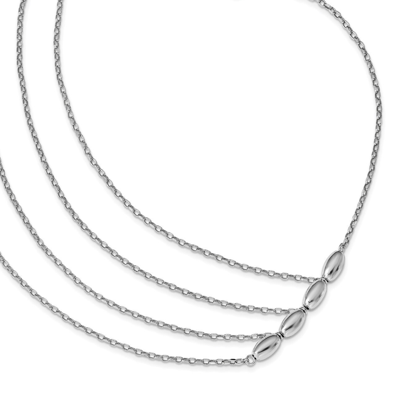 Polished MultiStrand Necklace Sterling Silver Rhodium Plated HB-QLF1022-17