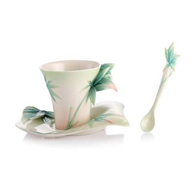 Franz Porcelain Tea Cup Saucer Spoon Four Seasons Bamboo FZ02923, MPN: FZ02923, 817714012188
