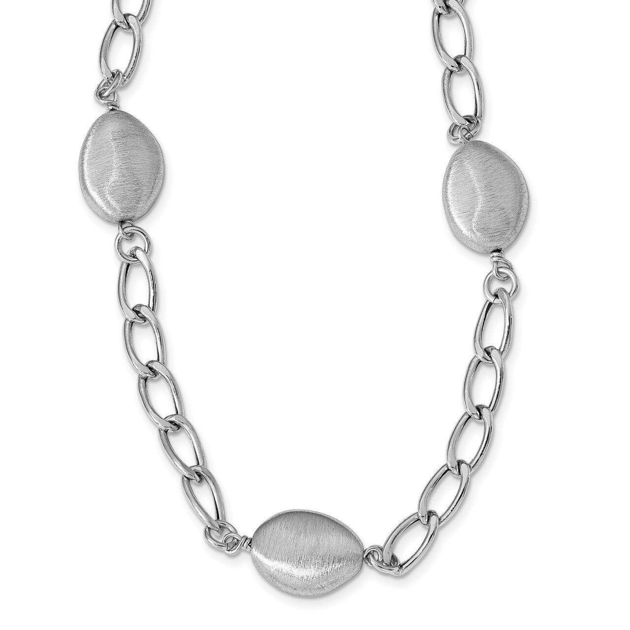 Leslie&#39;s Brushed Polished with 2 inch extender Necklace Sterling Silver Rhodium-plated HB-QLF1028-1…