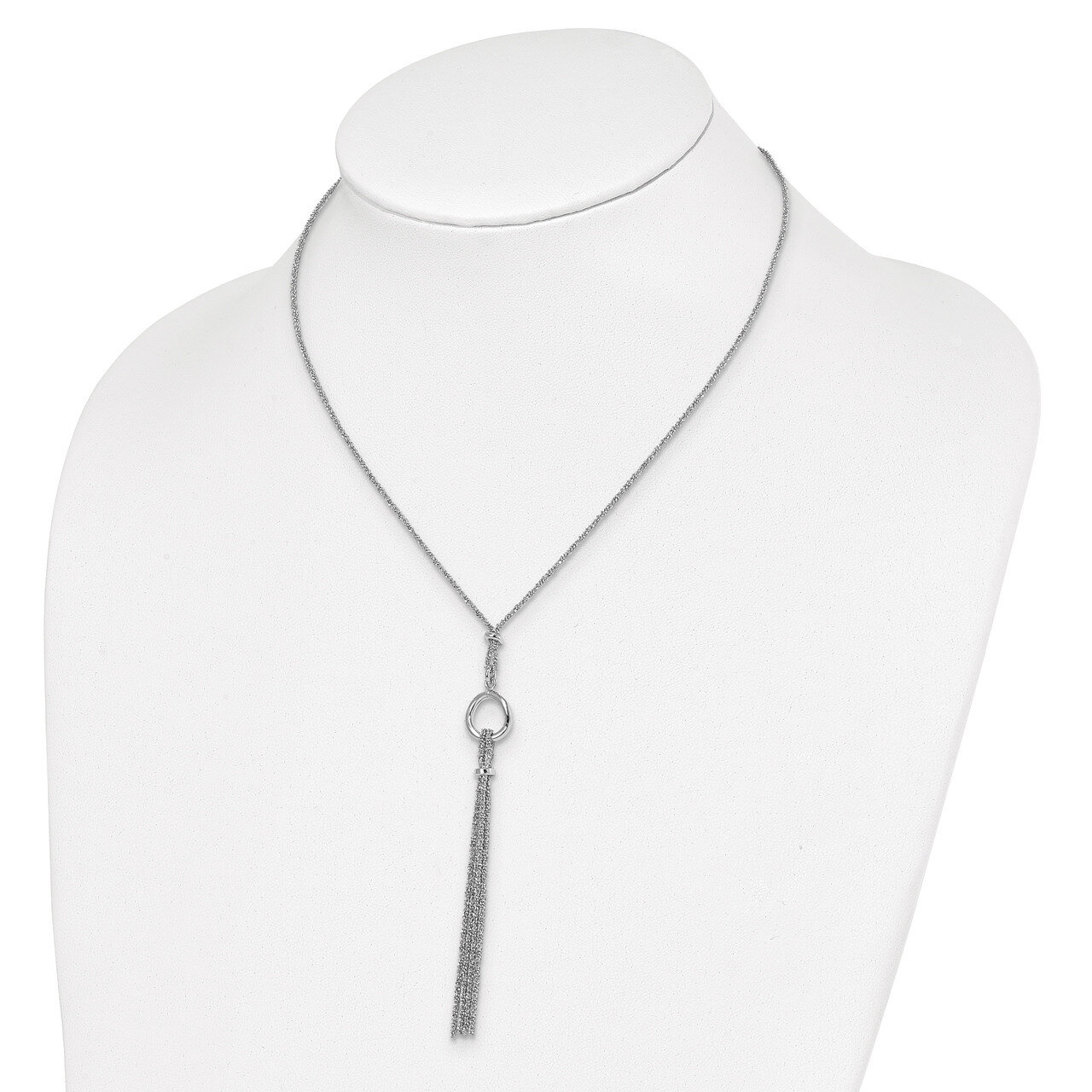 Leslie&#39;s Tassel w 1.5in ext Necklace Sterling Silver Rhodium-plated HB-QLF1035-15, MPN: QLF1035-15,…