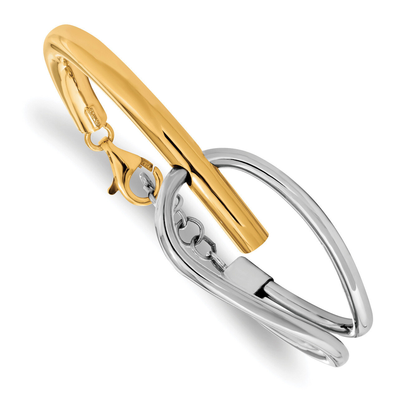 Gold-tone Polished Bangle Bracelet Sterling Silver HB-QLF1042-7