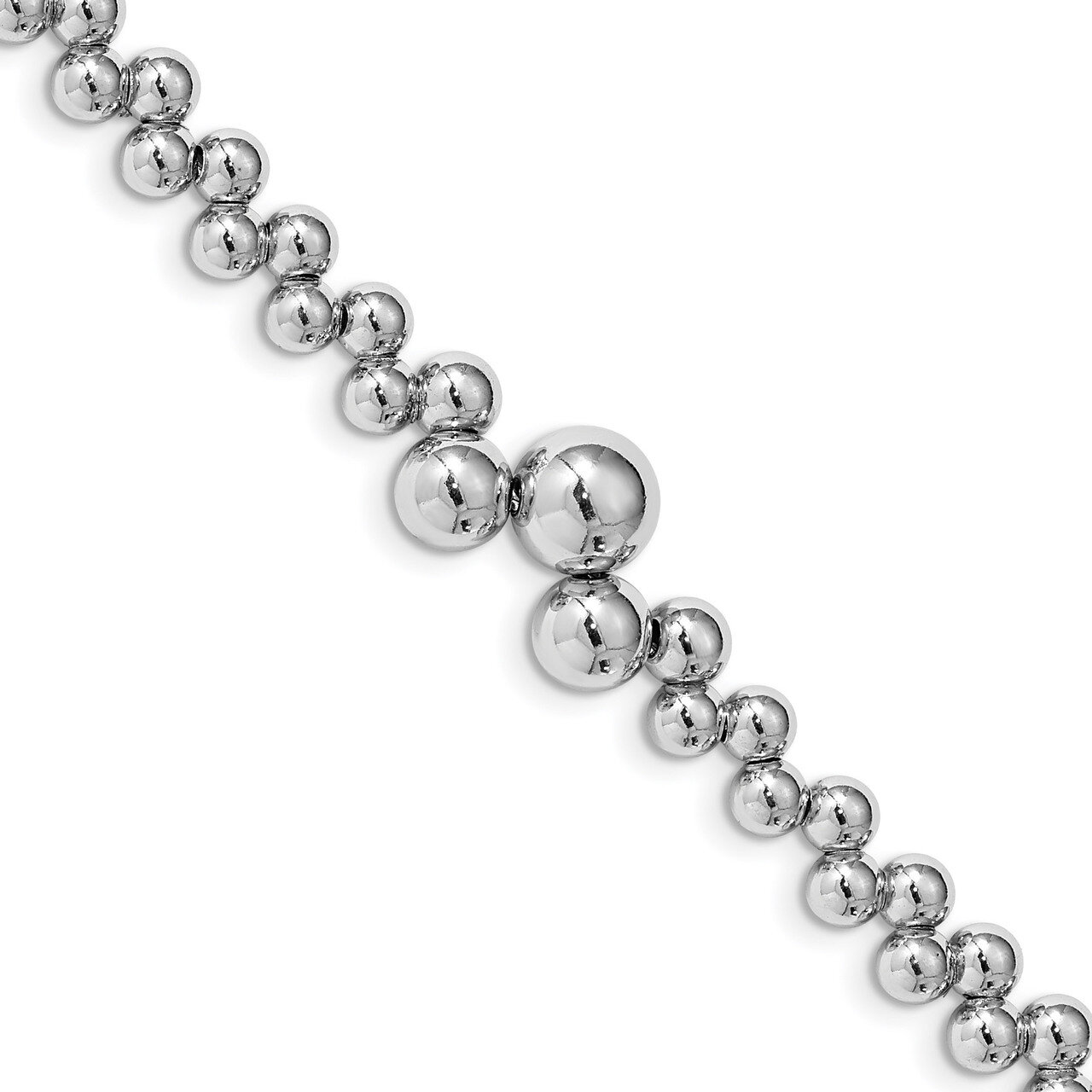 Beaded Bracelet with 1.5 inch extender Sterling Silver Polished HB-QLF1051-7