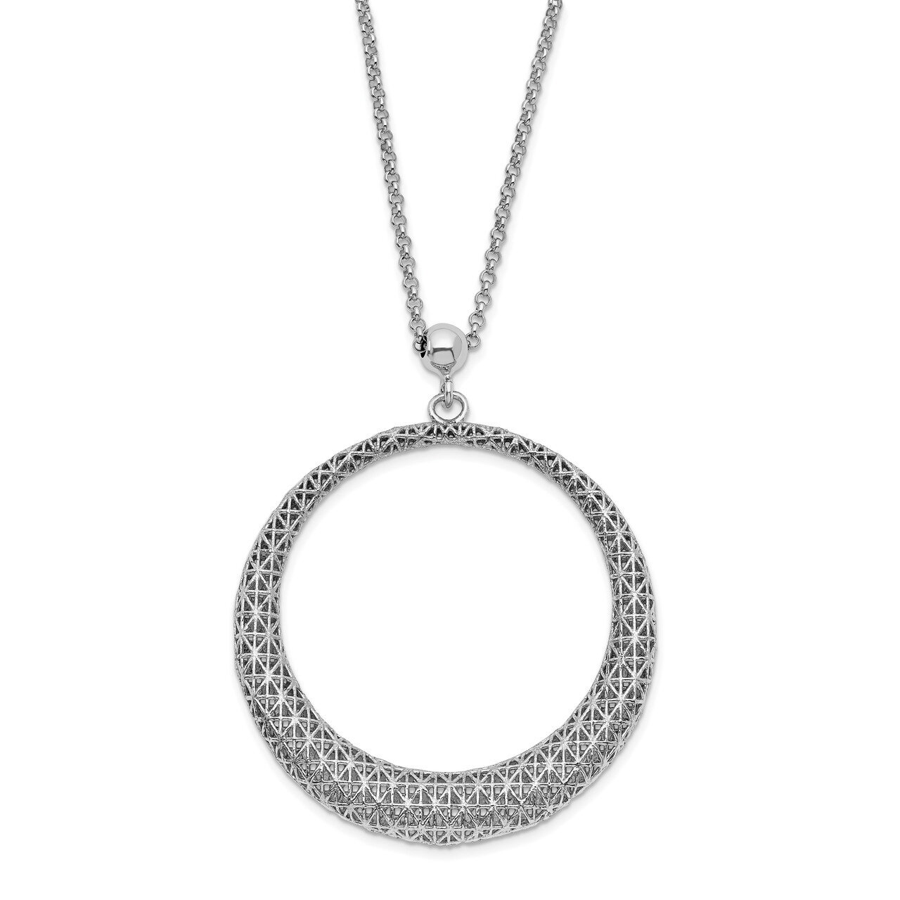 Leslie&#39;s Circle Pendant Necklace with 2 inch extender Sterling Silver Polished Diamond-cut HB-QLF10…