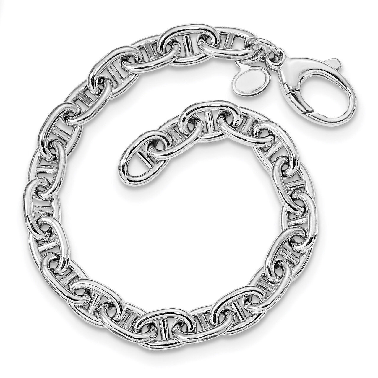 Polished Fancy Link Bracelet Sterling Silver Rhodium-plated HB-QLF1073-8
