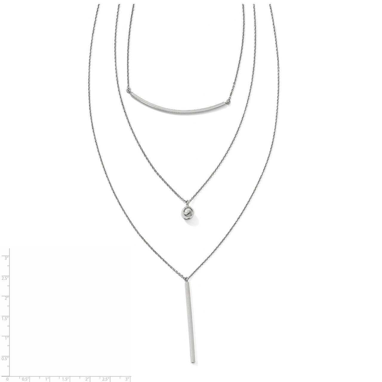 Leslie&#39;s Three Strand with 2 inch extender Necklace Sterling Silver HB-QLF840-16.5, MPN: QLF840-16.…