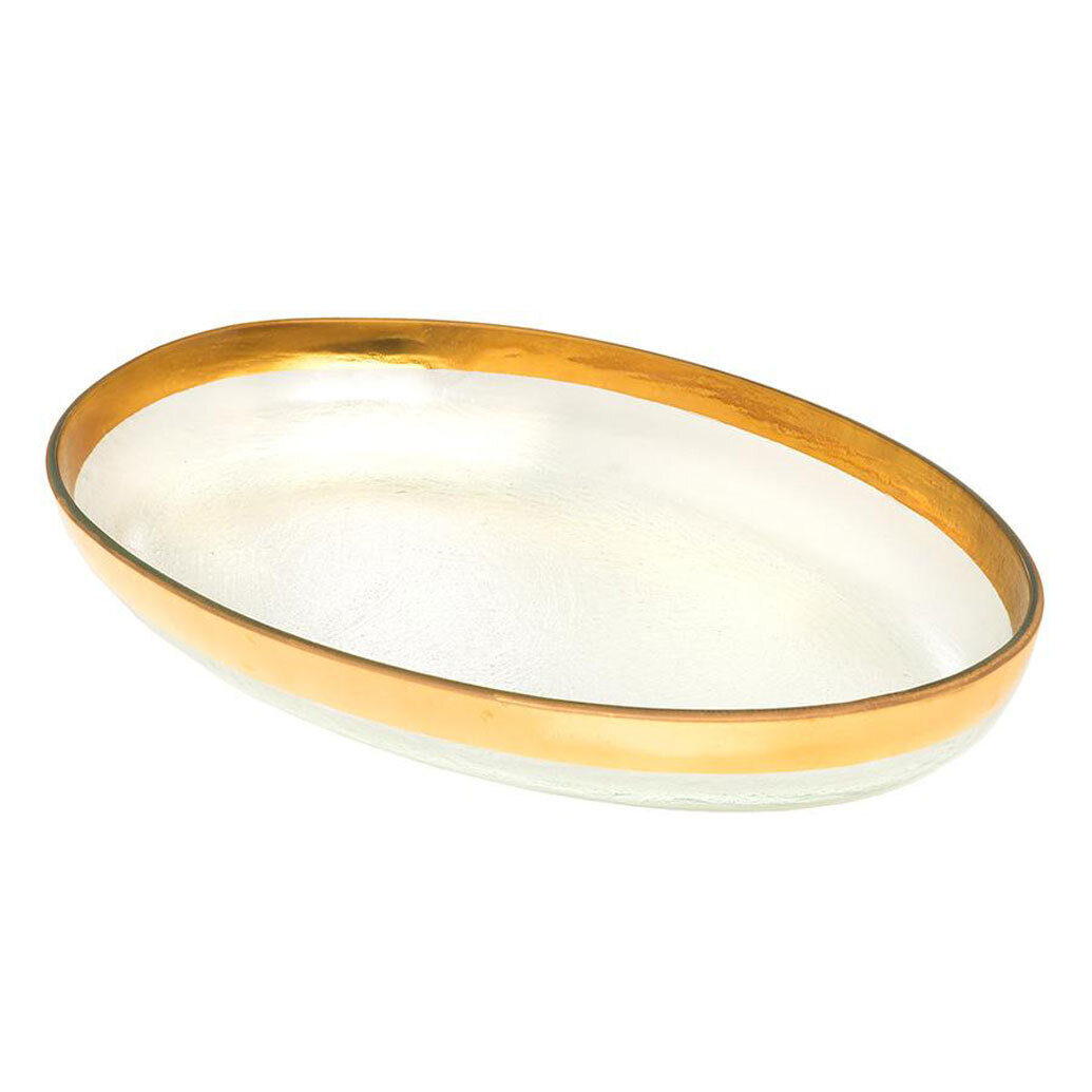 Annieglass MOD Gold 18 x 11.5 Inch Large Oval Platter MD116G