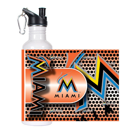 MLB Marlins White 360 Wrap Stainless 26Oz Water Bottle GC3752