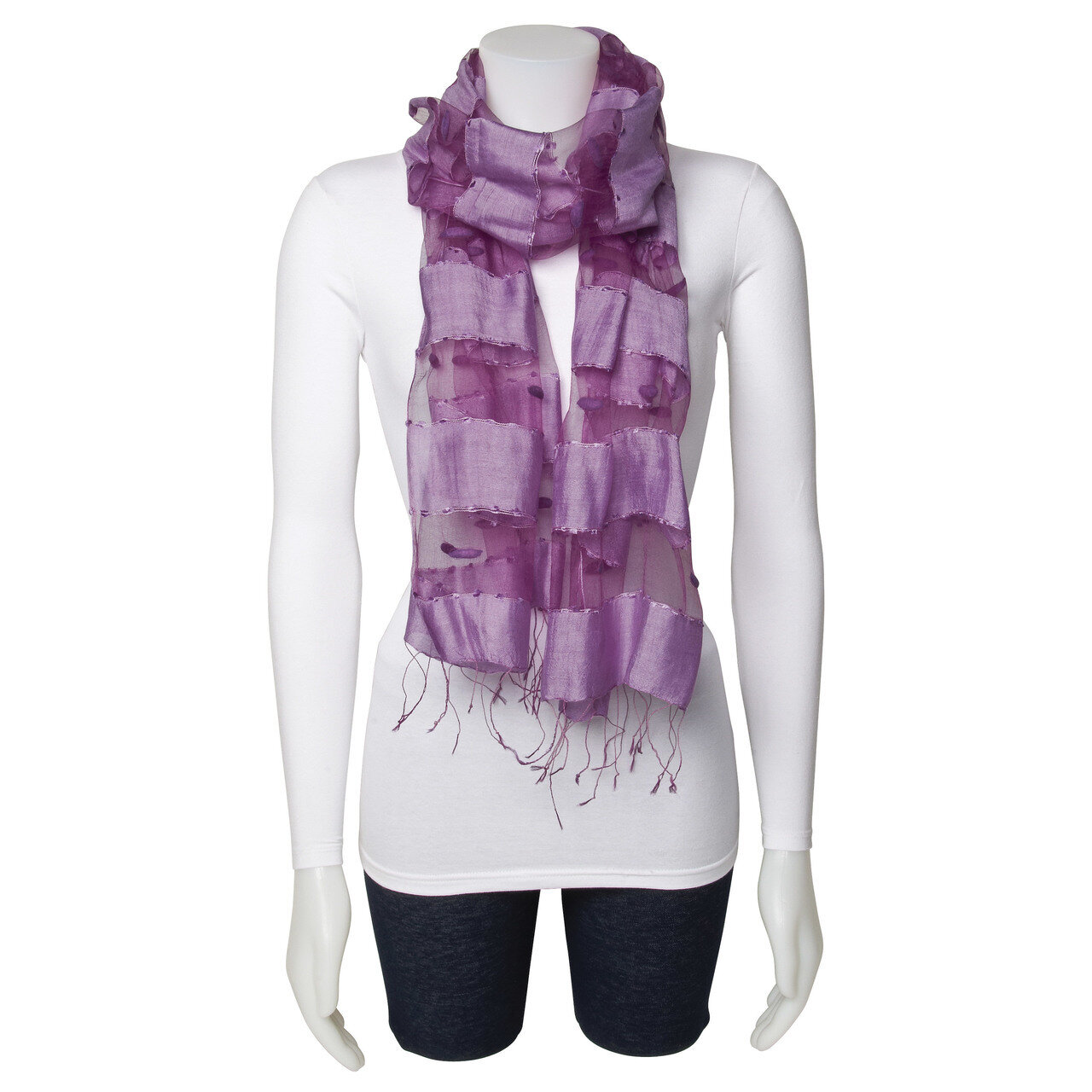 Purple Sheer Stripe 80%Silk/Viscose Blend Fashion Scarf GM13064