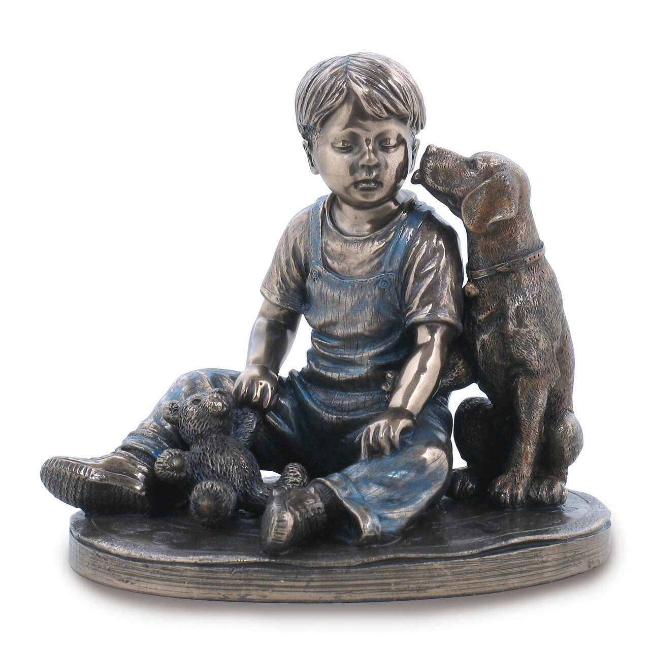 Bronze Resin Boy With Dog Figurine GM17192