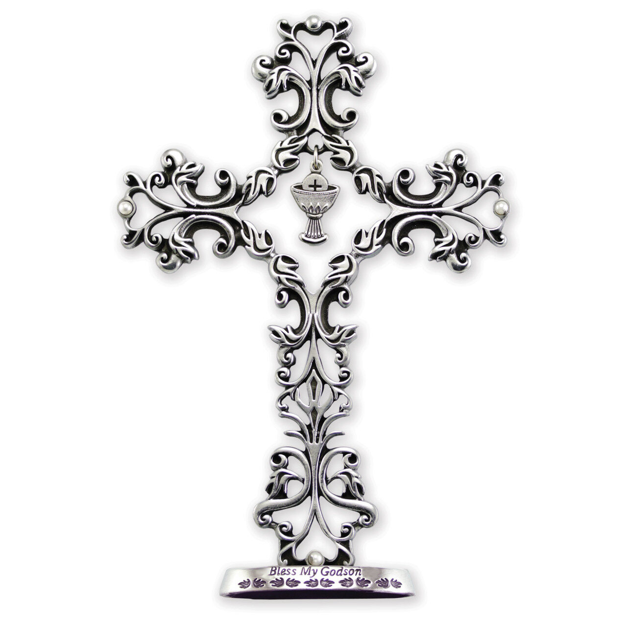 Filigree Godson Communion Standing Cross Silver-tone GM17479