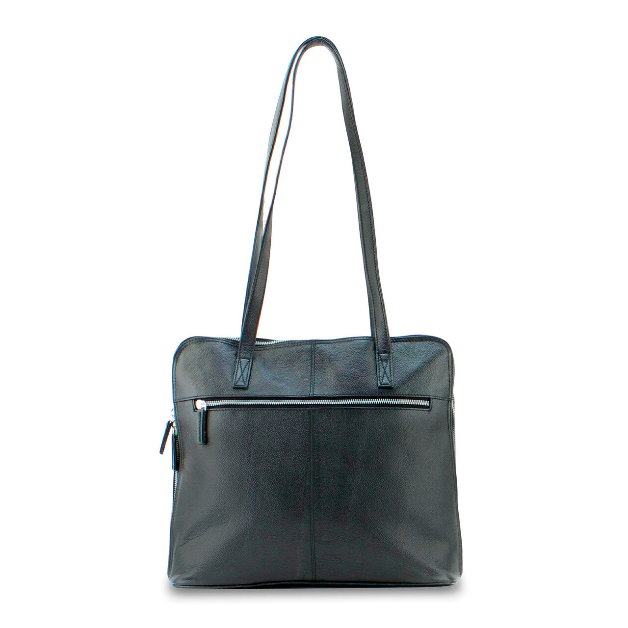 Black Leather Double Strap Tote with Organizer GM17763