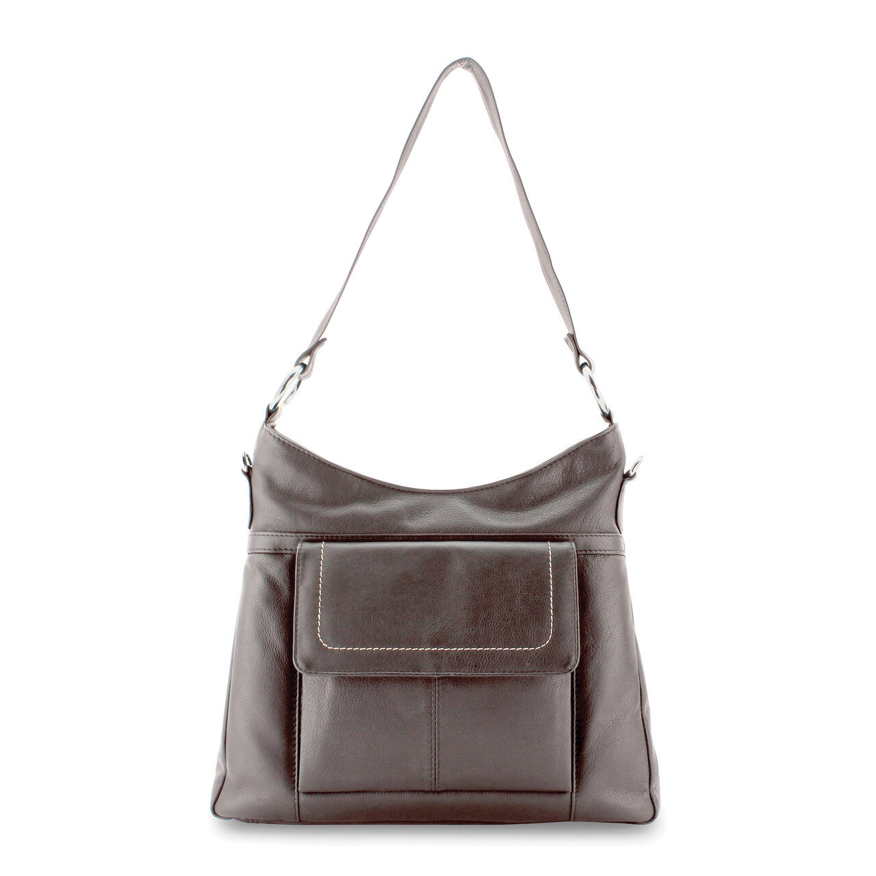 Brown Leather Zippered Bag with Pocket GM17766