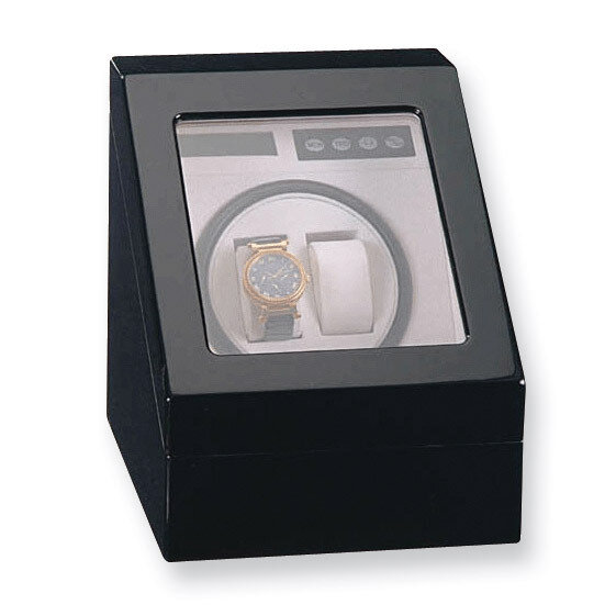 Black Gloss Finish 1-Turntable Winder For 2 Watches GM3777