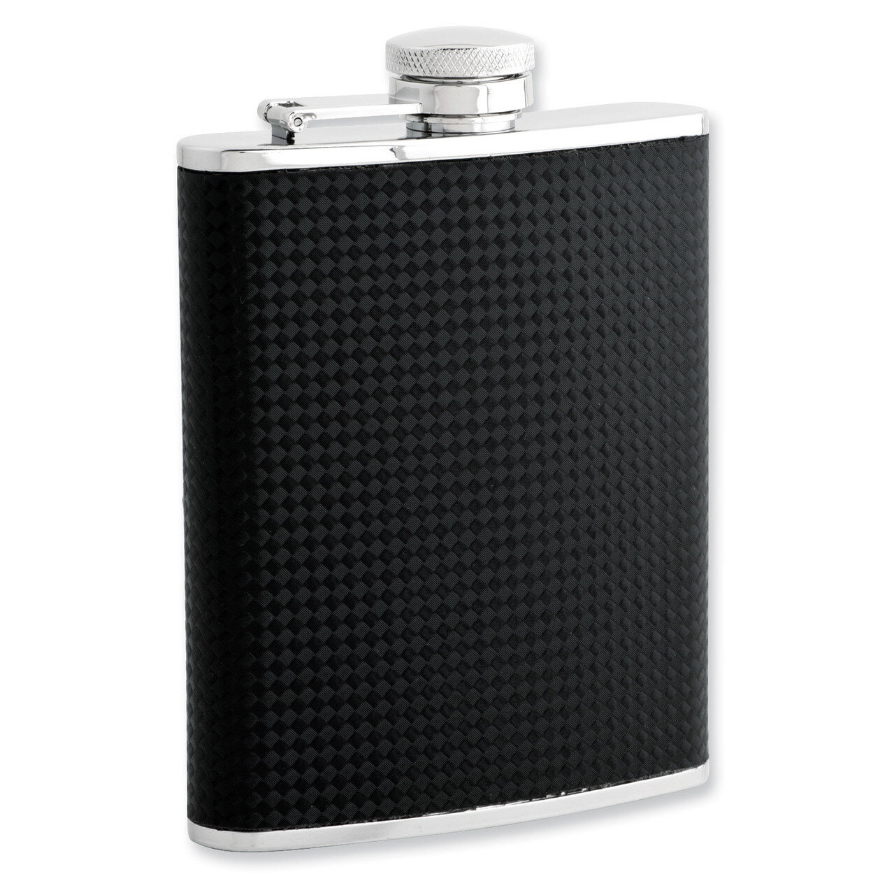 Black Pu Carbon Fiber 6Oz Flask with Funnel GM3803