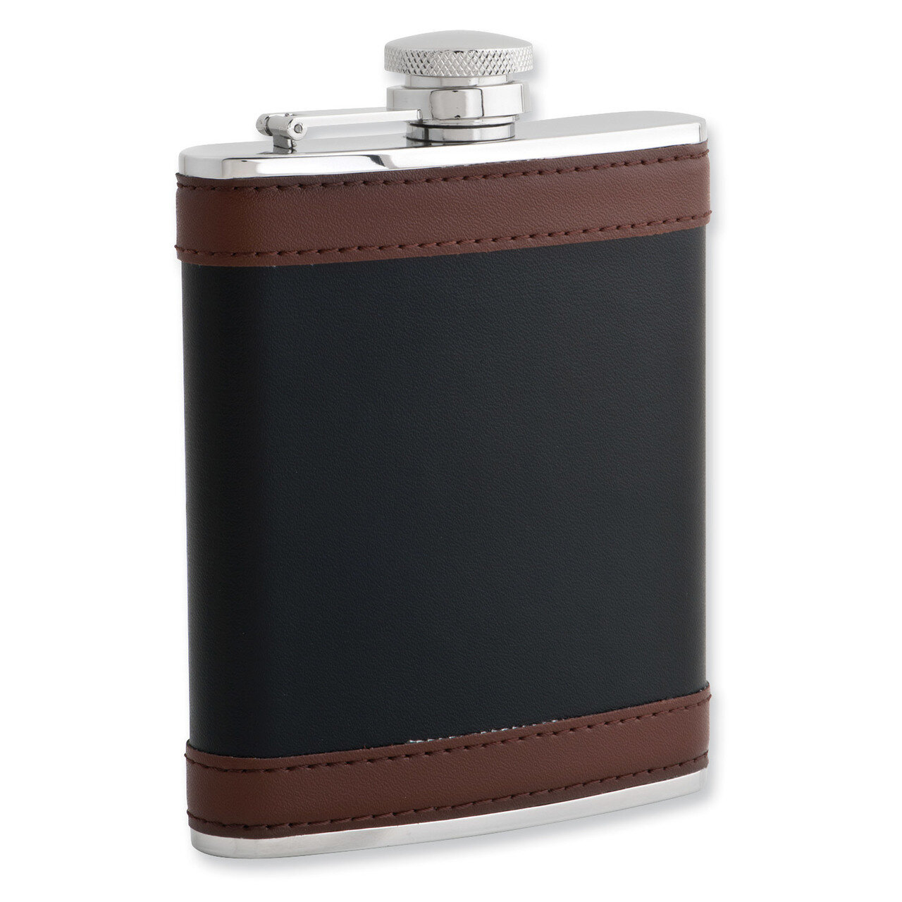 Brown & Black Pu 6Oz Flask with Funnel GM3804