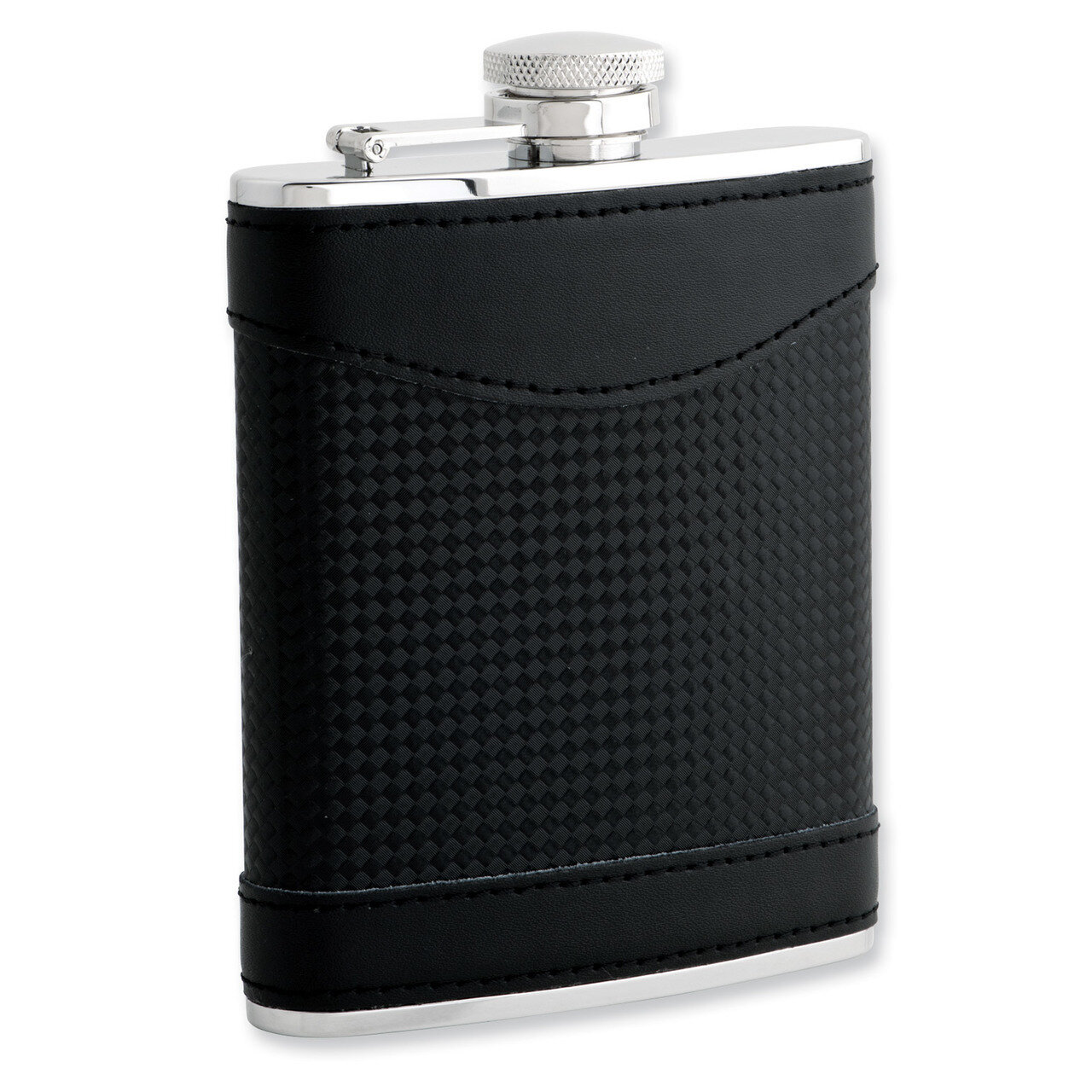 Black Pu Carbon Fiber 6Oz Flask with Funnel GM3807