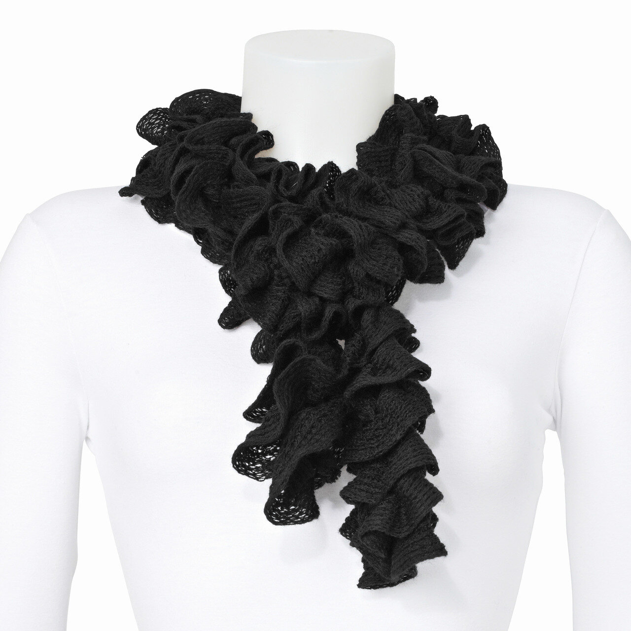 Black Knitted Frill Fashion Scarf GM8339