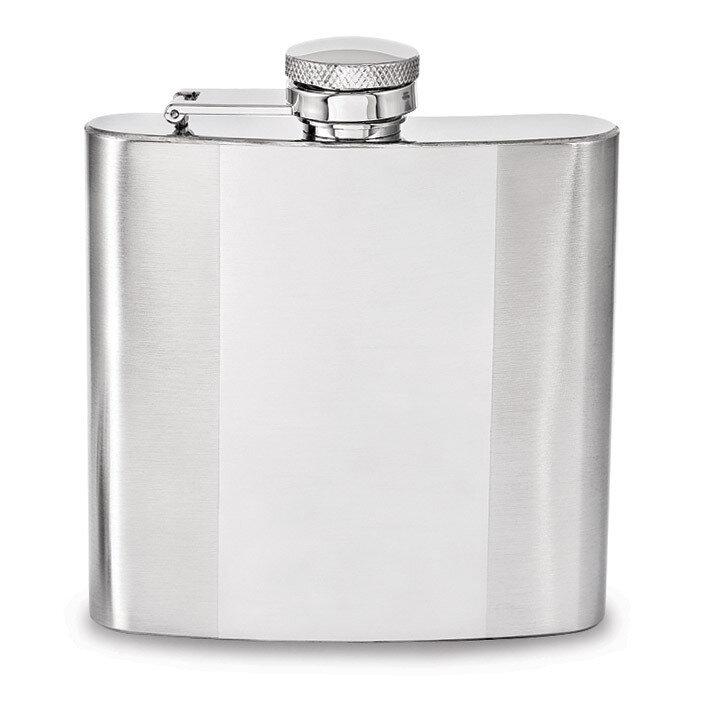 Polished and Brushed Square 6Oz Hip Flask Stainless Steel GM8366
