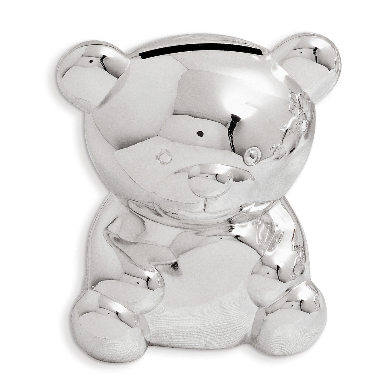 Small Teddy Bear Polished Metal Bank Silver-plated GM8370