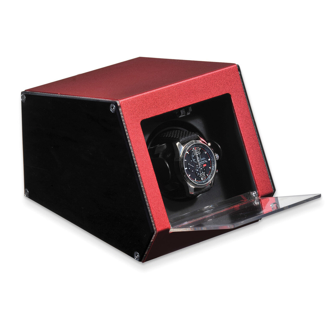 Red Metal &amp; Acrylic Single Watch Winder GM8388