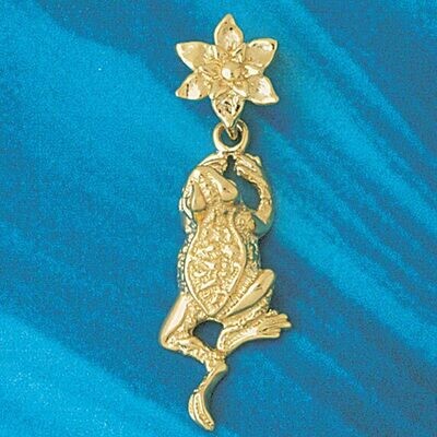 Dazzlers Jewelry Frog Pendant Necklace Charm Bracelet in Yellow, White or Rose Gold 1417, MPN: DZ-1…