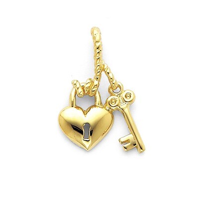 Polished Heart &amp; Key Slide 14k Gold D1071, MPN: D1071, 886774256191