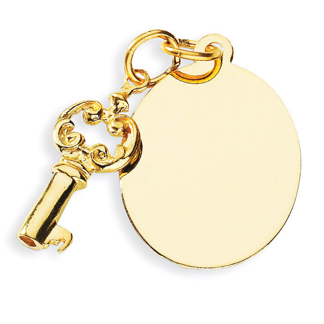 Key & Tag Charm 14k Gold A0128