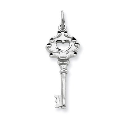 14k White Gold Diamond-cut Key Charm 14k White Gold with Diamonds D1065, MPN: D1065, 883957861746