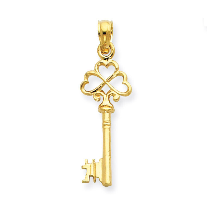 Solid Polished 3-Dimensional Key Charm 14k Gold D1068