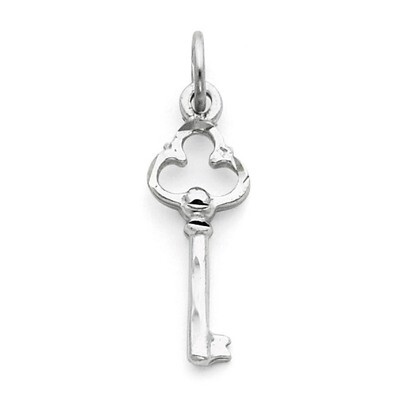 Solid Diamond-cut Key Charm 14k White Gold D1066, MPN: D1066, 883957011196