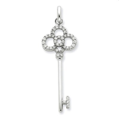 Cubic Zirconia Key Pendant Sterling Silver QP1545, MPN: QP1545, 191101279805
