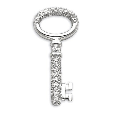 Cubic Zirconia Key Pendant Sterling Silver QC5164, MPN: QC5164, 883957912455