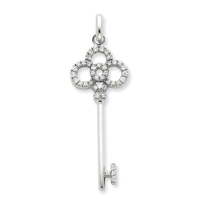 Cubic Zirconia Key Pendant Sterling Silver QP1523, MPN: QP1523, 191101279720