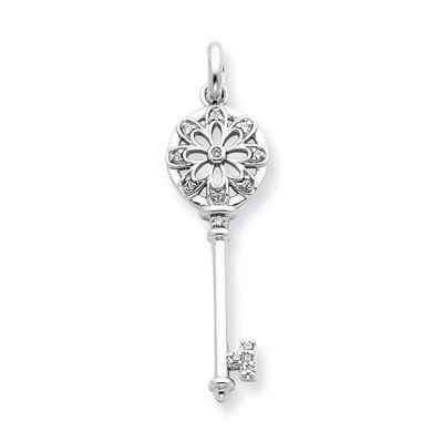 Cubic Zirconia Key Pendant Sterling Silver QP1553, MPN: QP1553, 883957959610