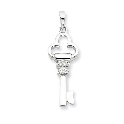 Cubic Zirconia Key Pendant Sterling Silver QP1561, MPN: QP1561, 883957959689