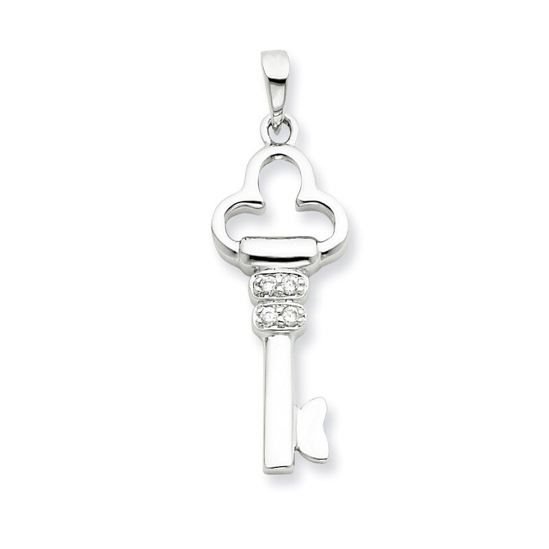 Cubic Zirconia Key Pendant Sterling Silver QP1561