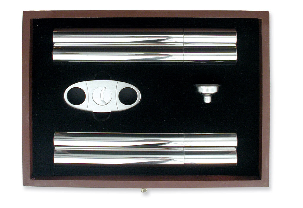 Cigar Case and Flask Gift Set Stainless Steel GP2796