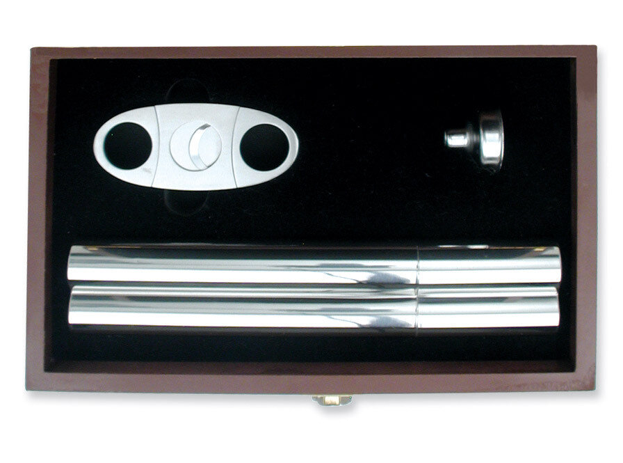 Cigar Case and Flask Gift Set Stainless Steel GP2797