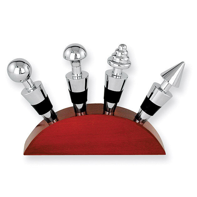 Wooden Holder Set of Four Wine Stoppers GP3429
