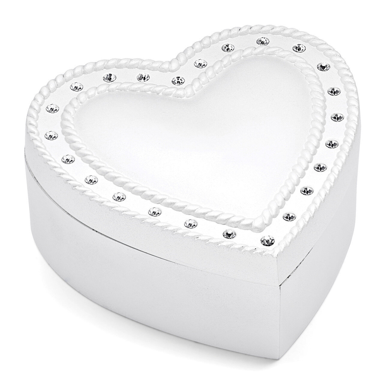 Satin Crystal Heart Jewelry Box Silver-plated GP3603