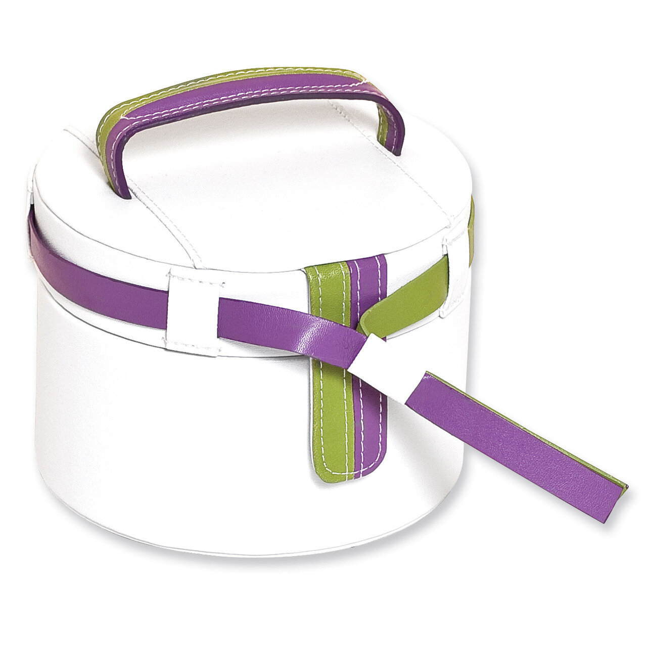 White With Green Purple Trim Jewelry Case GP9437