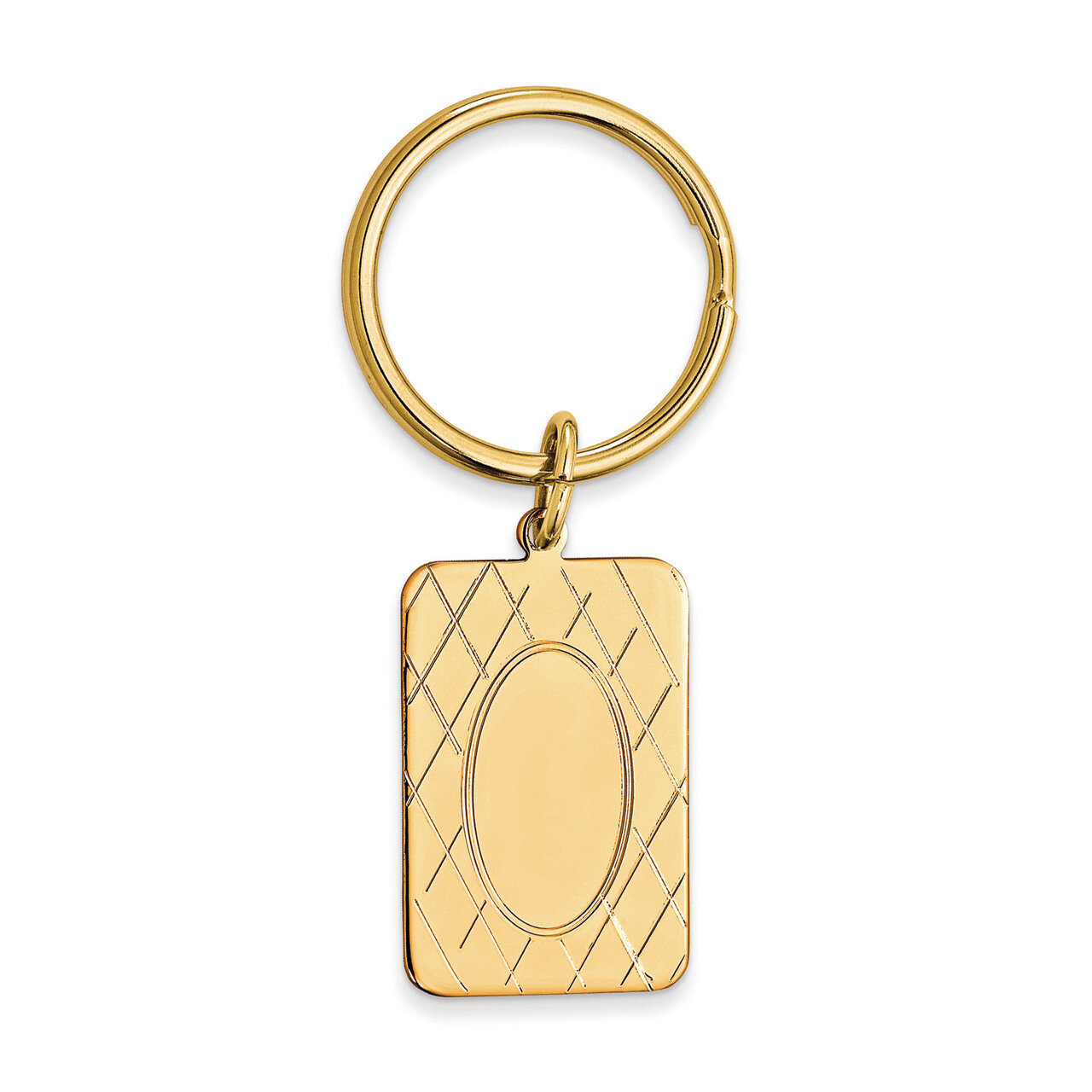 Gold-Plated Kelly Waters Key Ring With Criss Cross & Oval Center KW717