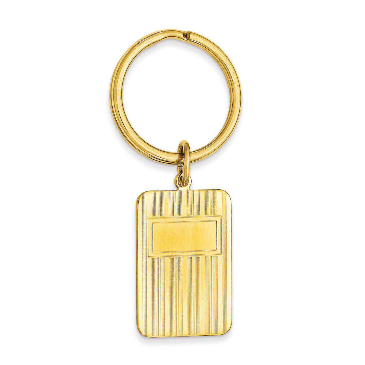 Gold-Plated Kelly Waters Key Ring With Lines and Bottom Rectangle KW723