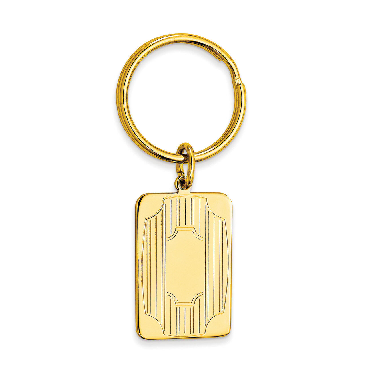 Gold-Plated Kelly Waters Key Ring With Lines and Cut Corners KW727