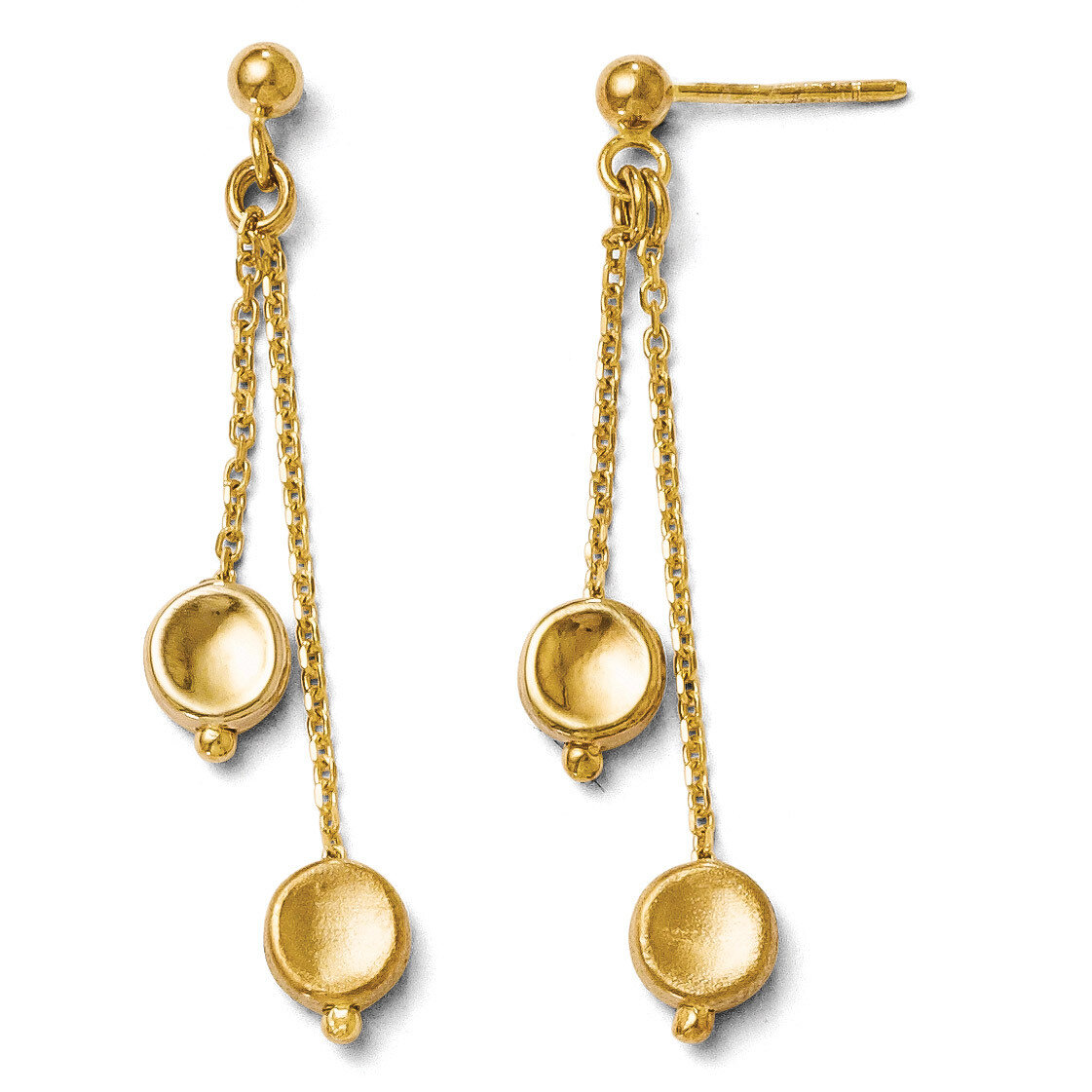 Satin Post Dangle Earrings 14k Gold Polished LE587