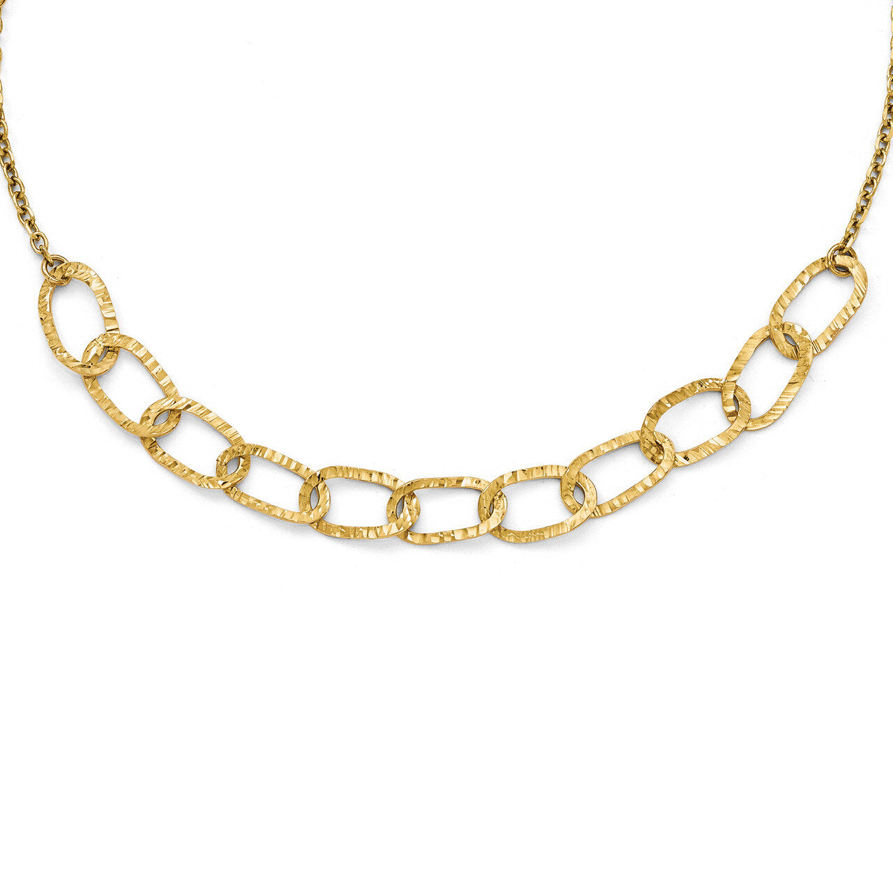 Diamond Cut Link Necklace 14k Gold Polished LF432-17