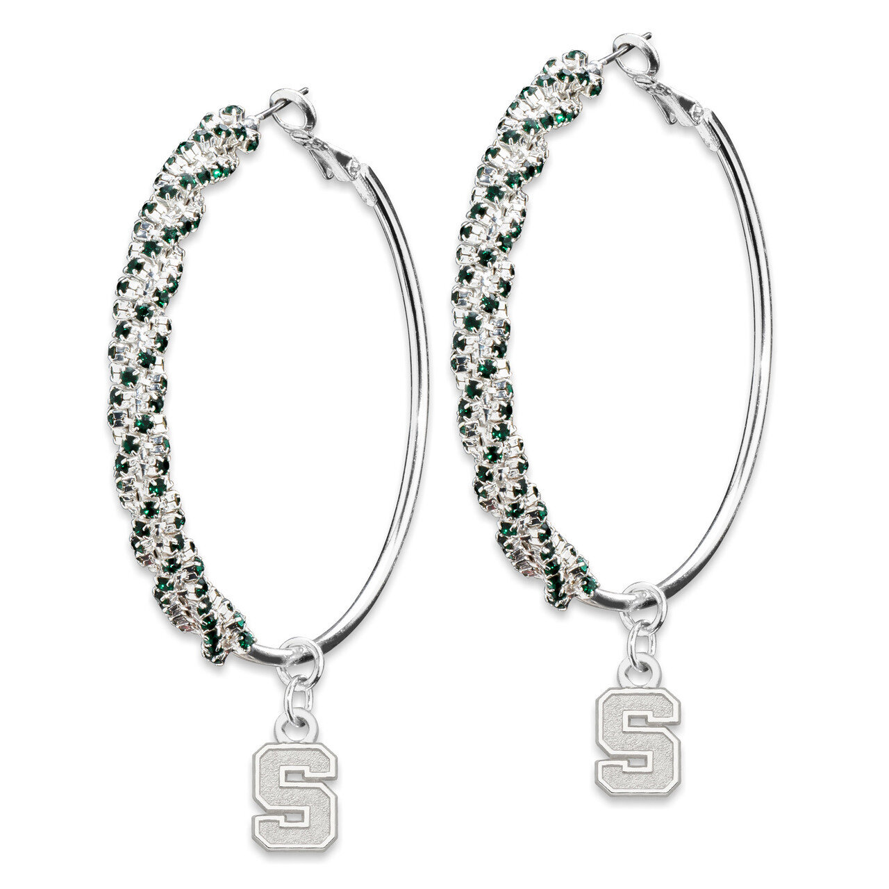 Michigan State University Amped Logo Crystal Earrings MIS077ER-CR